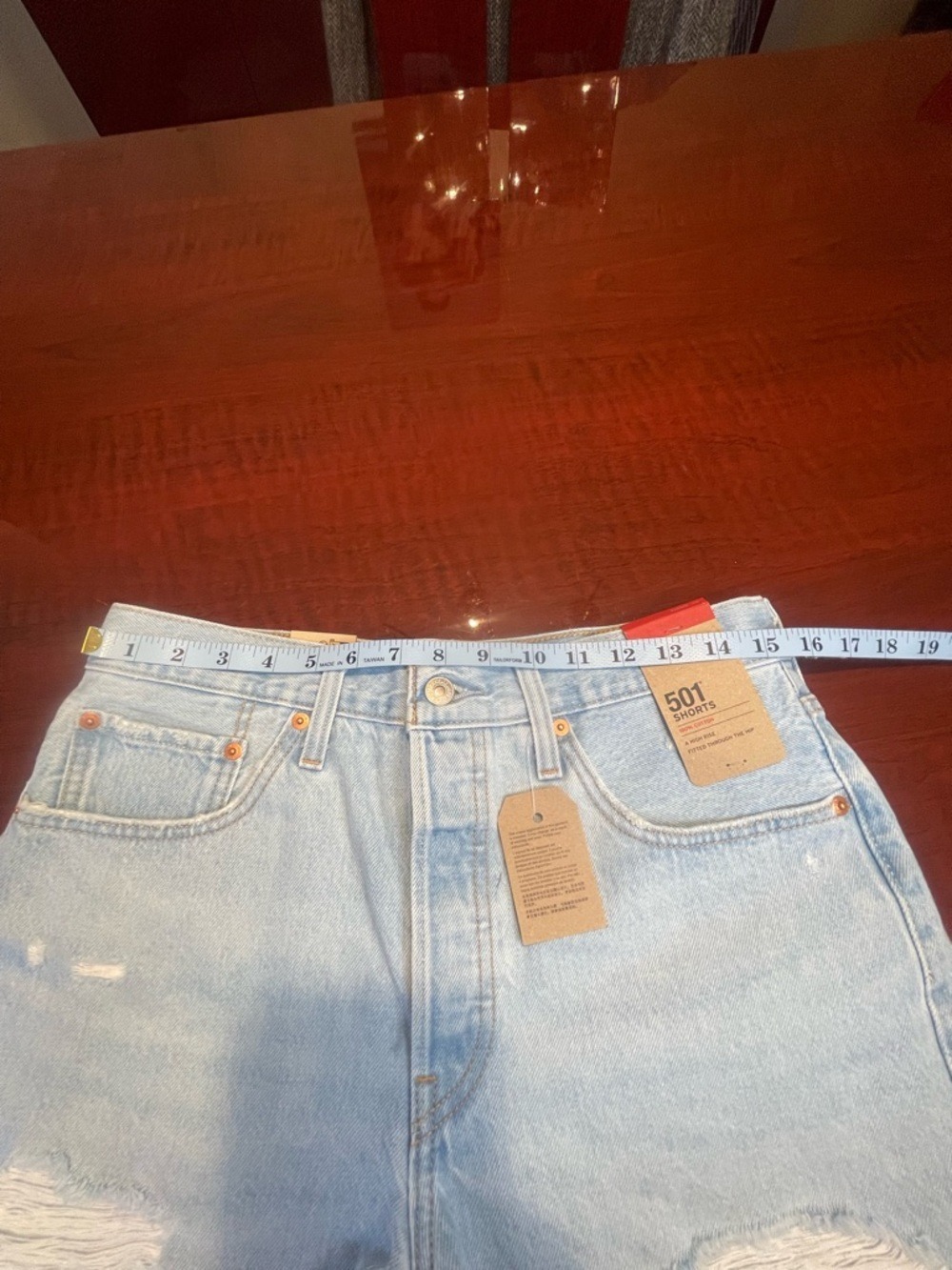 Levi’s 501 Original High Rise Denim Shorts Light Wash Distressed Cut Off Size 30 - Picture 10 of 11